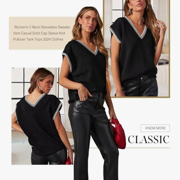 Dokotoo Women’s V-Neck Sleeveless Sweater Vest Medium - Picture 14 of 16